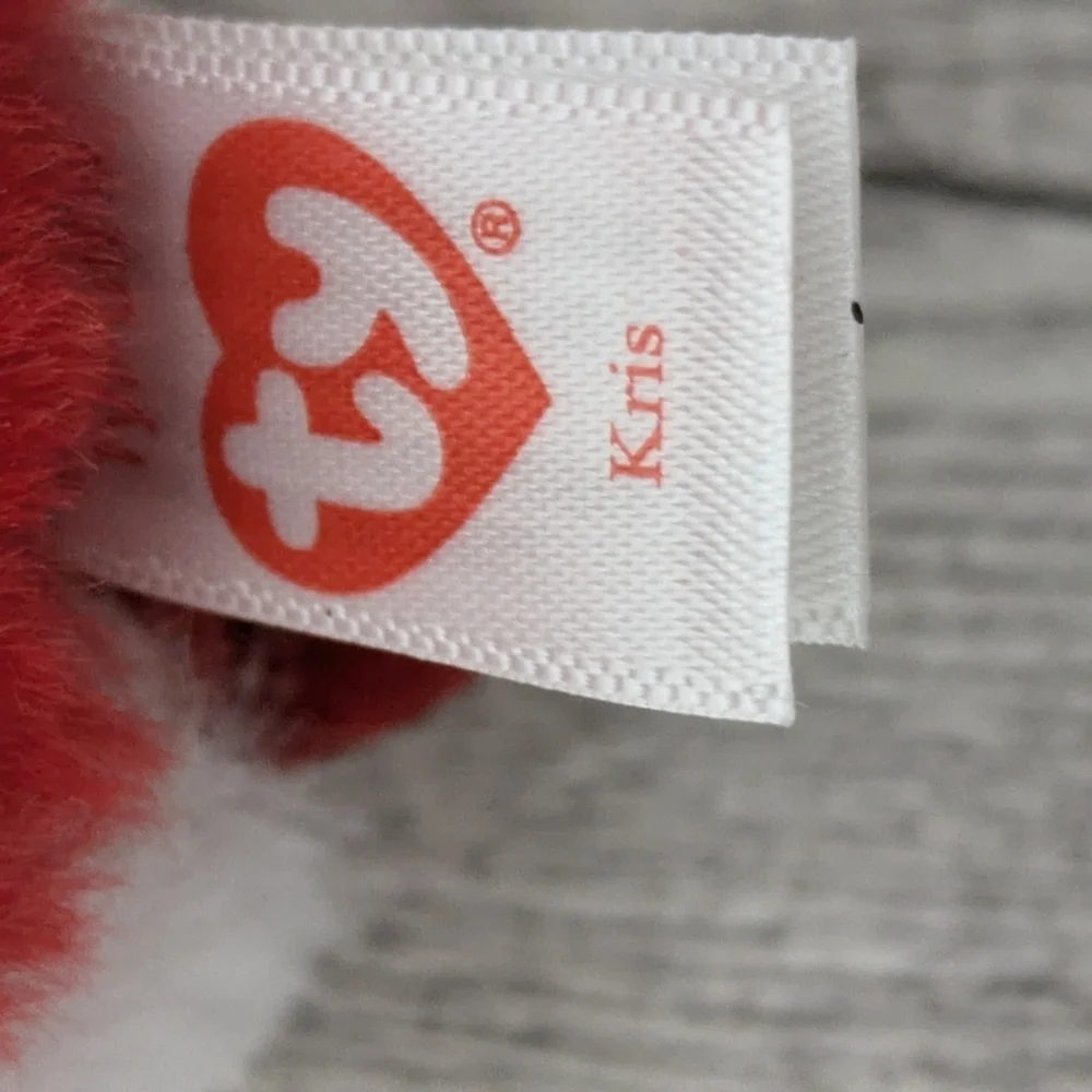 Ty Kris Beanie Babies Red and White Santa Stuffed Animal